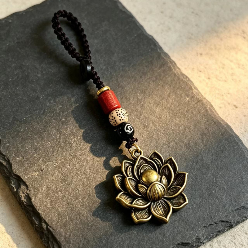 Lucky Lotus Keychain Pendant, Chinese Style Charm